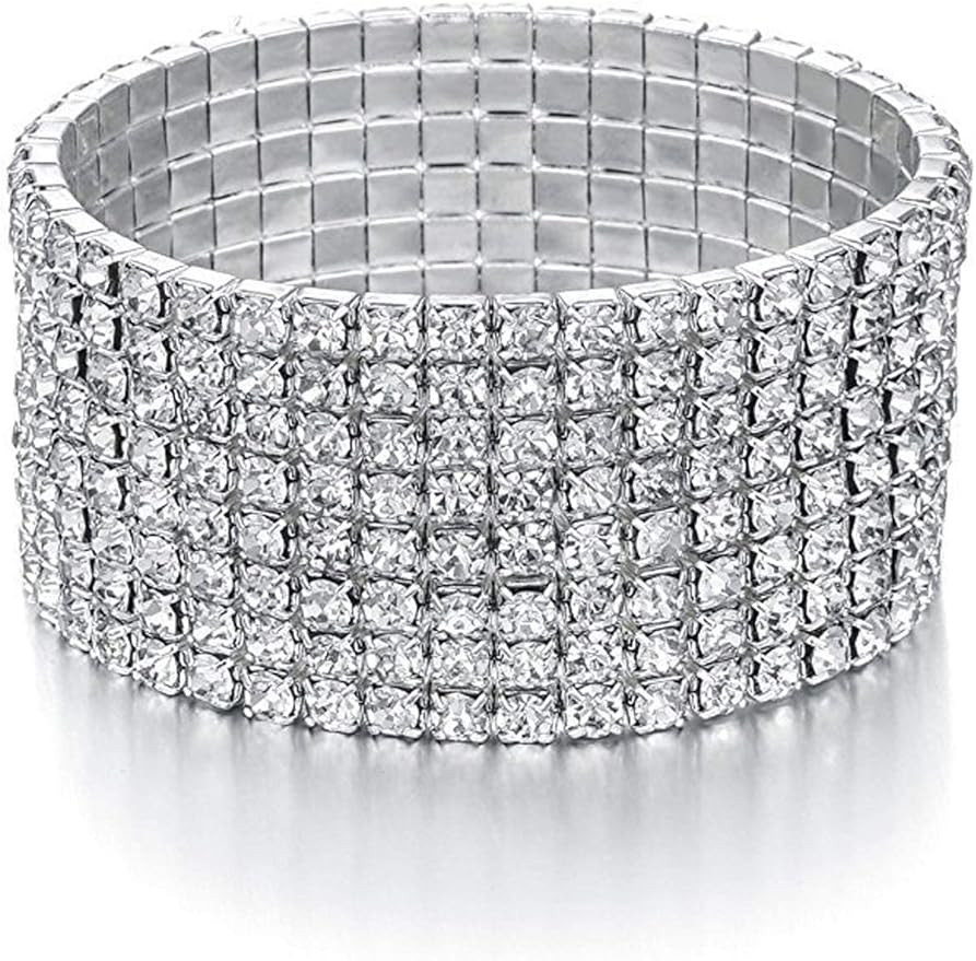 Zealmer Sparkle Multicolor Rhinestone Stackable Stretch Bracelets for Women | Amazon (US)