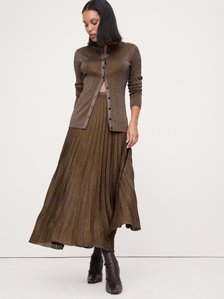 Pleated Metallic Sweater Skirt | Banana Republic (US)