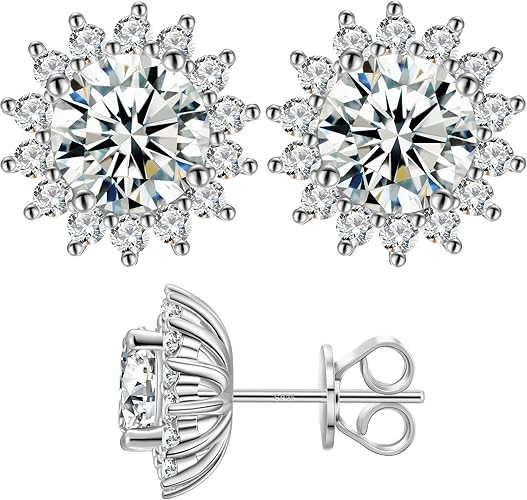 Moissanite Stud Earrings 0.2CT-8.0CT 18K White/Yellow Gold Vermeil D Color VVS1 Clarity Brilliant... | Amazon (US)