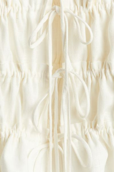 Drawstring-detail strappy top - Sweetheart neckline - Sleeveless - Cream - Ladies | H&M GB | H&M (UK, MY, IN, SG, PH, TW, HK)