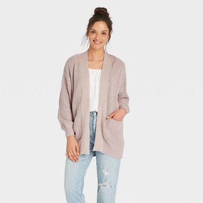 Women&#39;s Open-Front Cardigan - Universal Thread&#8482; Taupe XS | Target