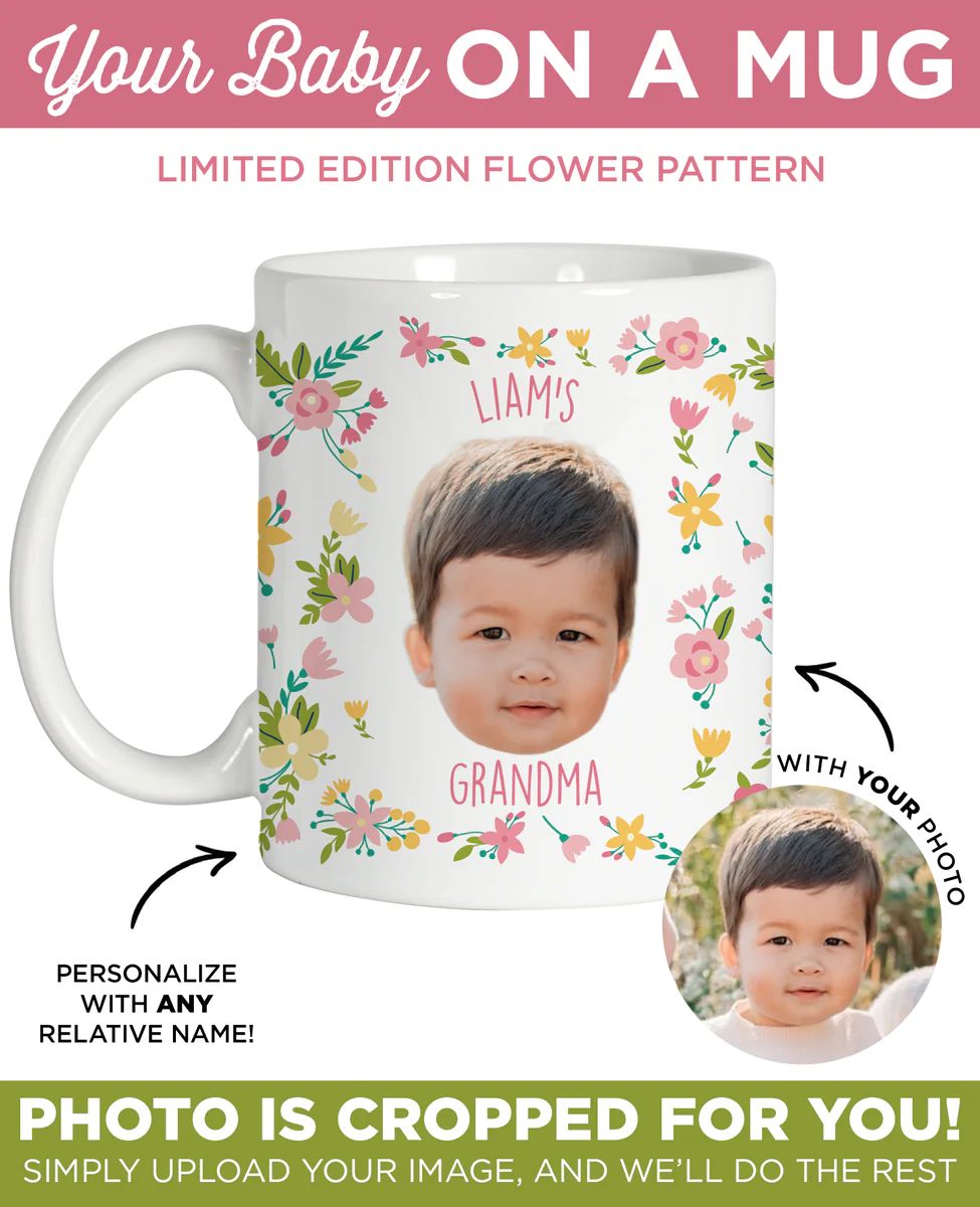 Personalized Baby Flower Mug | Type League Press