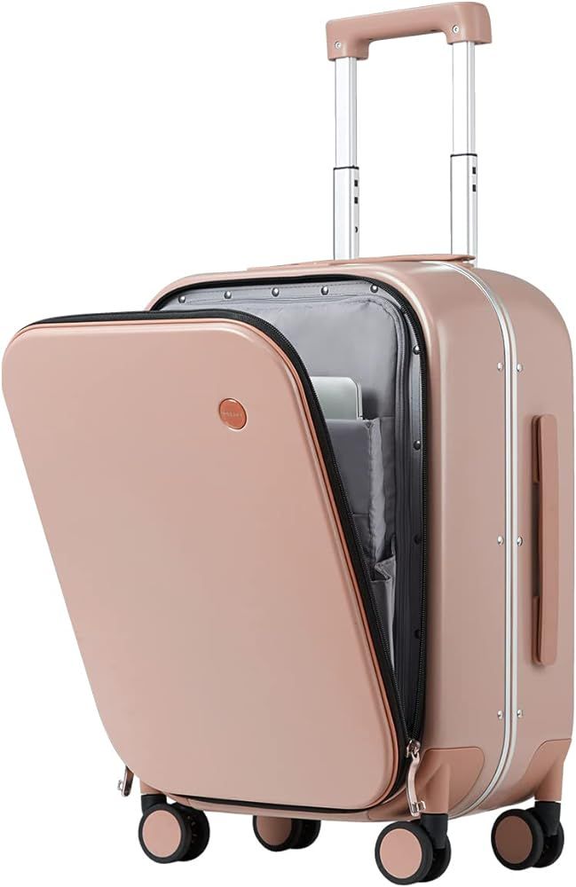 Carry On Luggage, 18” Suitcase with Front Laptop Pocket, Travel Luggage Aluminum Frame PC Hards... | Amazon (US)