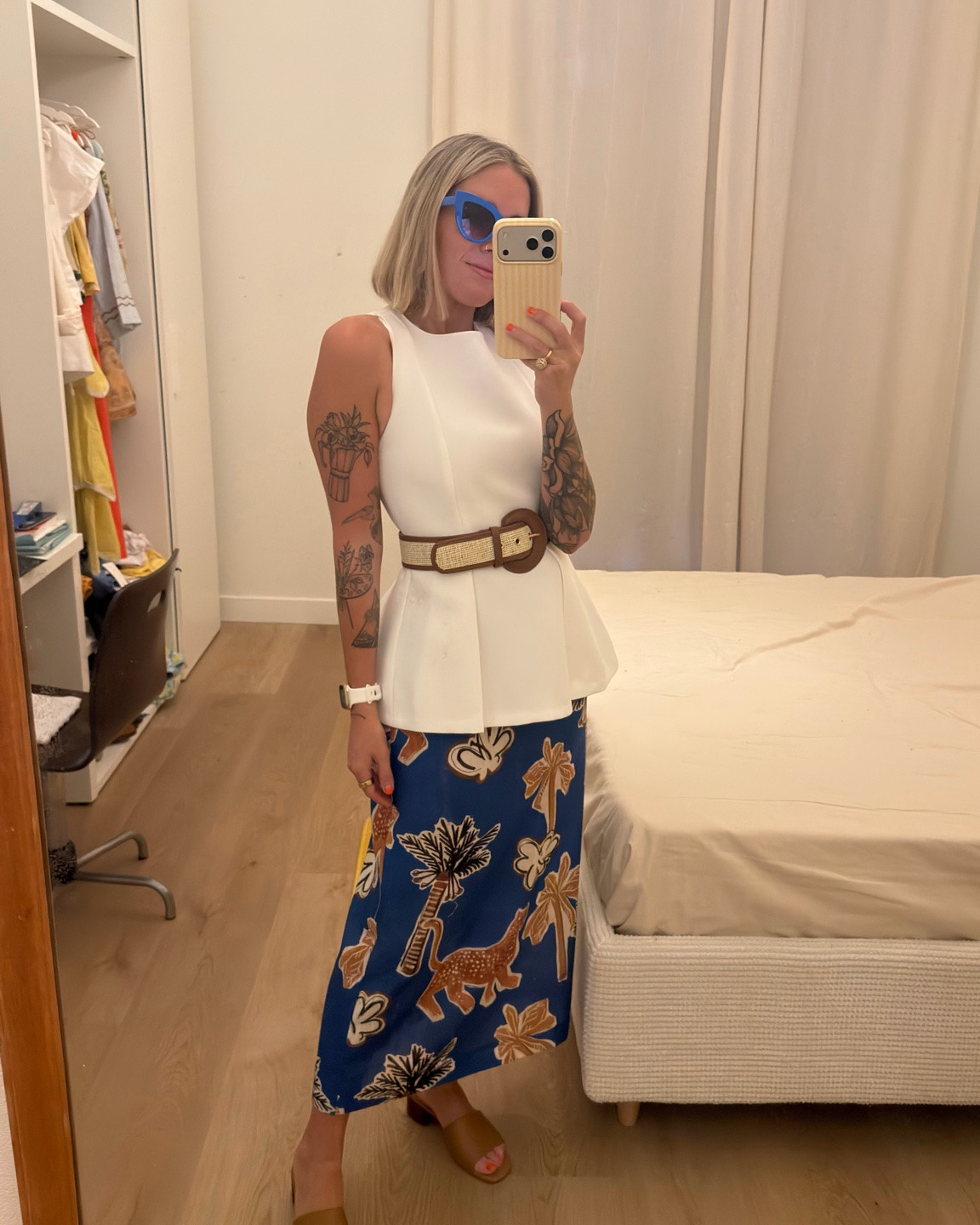 Ortigia blues 💙 A simple white top, a bold printed skirt, and accessories that make the whole outfit feel effortlessly pulled together.

#LTKootd #LTKPetite #LTKTravel