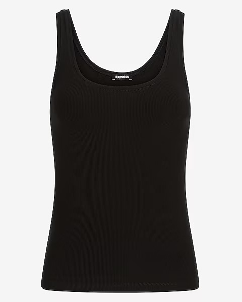 Fitted Ribbed Scoop Neck Tank | Express