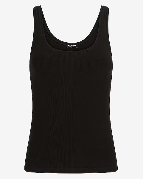 Fitted Ribbed Scoop Neck Tank | Express