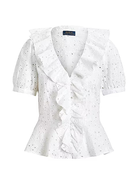 Ryle Embroidered Eyelet Blouse | Saks Fifth Avenue