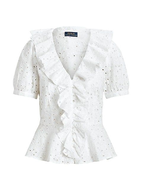 Ryle Embroidered Eyelet Blouse | Saks Fifth Avenue