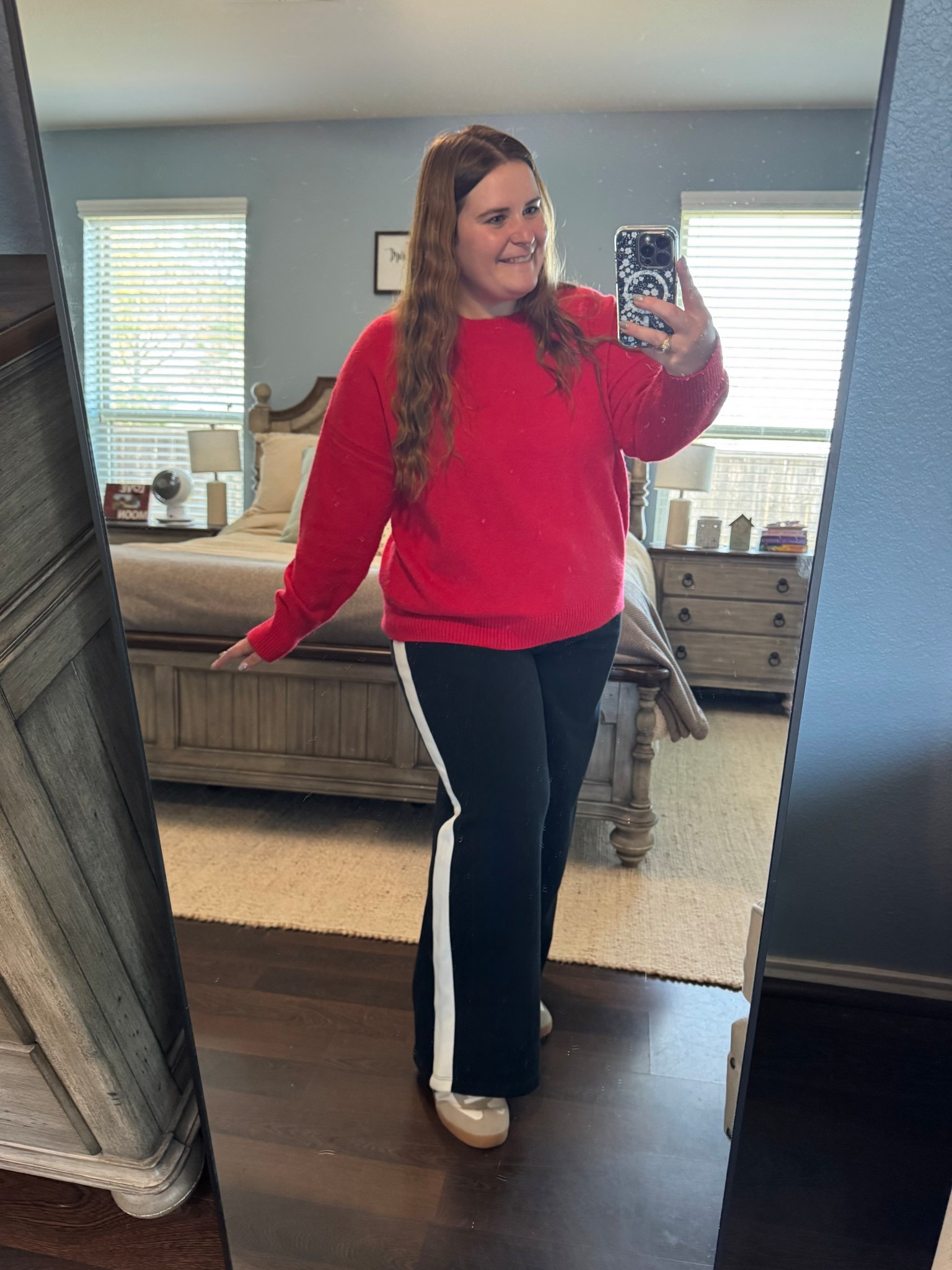 Comfy outfit try on! Target sweat pants I’m wearing the size XL and I’m a size 16. Paired with this red old navy sweater and Amazon sneakers. 

#LTKootd #LTKPlusSize #LTKMidsize