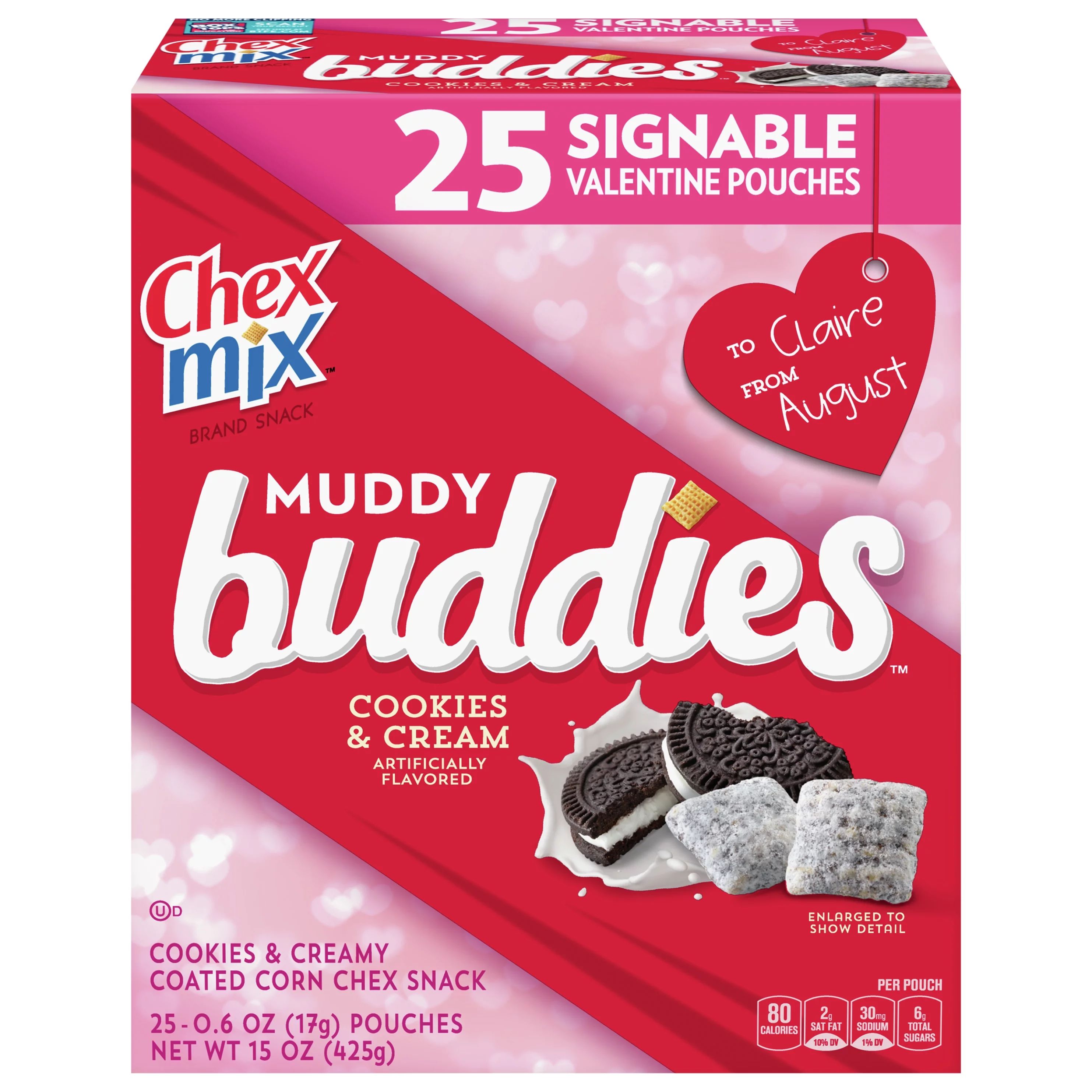 Chex Mix Valentine's Muddy Buddies, Cookies and Cream Snack Mix, 25 Ct | Walmart (US)