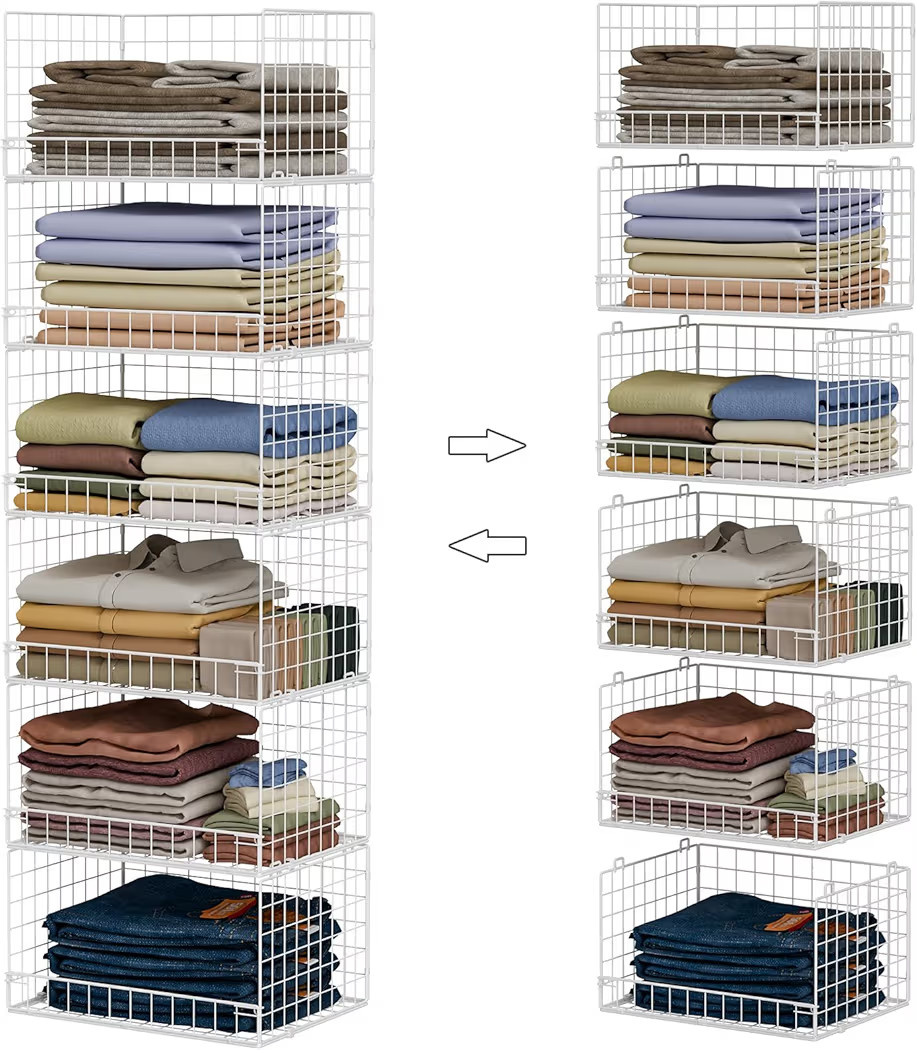 Yociyoga 6-Tier Stackable Closet Organizers and Storage Shelves, Closet Shelf Organizer Basket Bi... | Amazon (US)