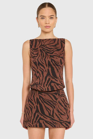 Amanda Uprichard Ines Top in Brown Black - Size XL | Amanda Uprichard