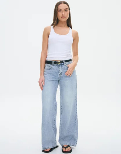 Low Rise Wide Leg Jean in Washed Blue Drift | Glassons AU | Glassons (Australia)