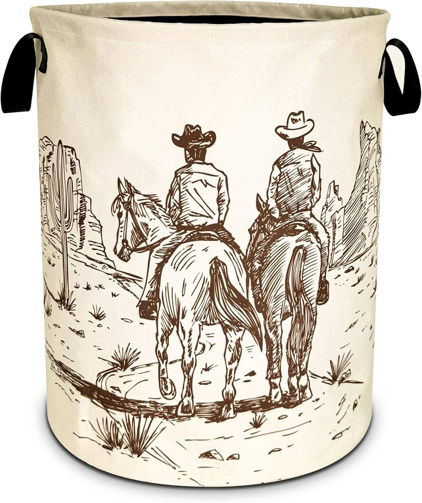 Western Cowboy Laundry Basket Desert Horse Foldable Oxford Cloth Funny Tote Bag Laundry Hamper Cl... | Amazon (US)