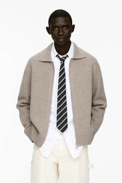 Strickjacke aus Wolle mit Reißverschluss – Beige – ARKET DE | Arket EU