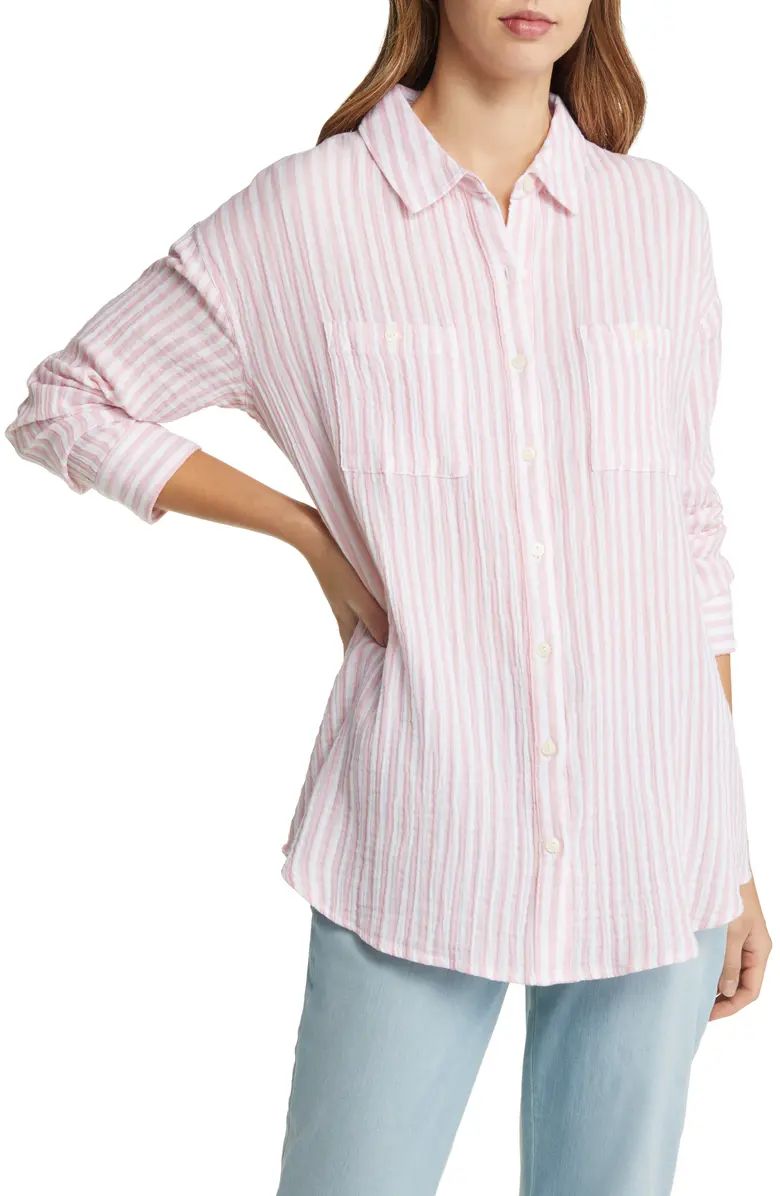 Caslon® Plaid Cotton Gauze Shirt | Nordstrom | Nordstrom
