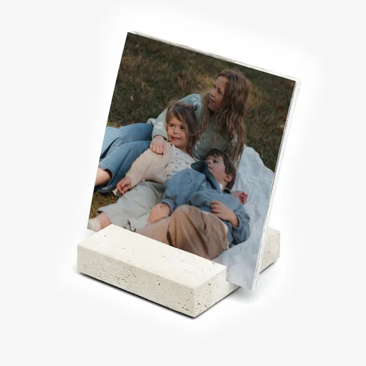 Custom Photo Block & Prints | Ivory Travertine Tabletop Decor | Artifact Uprising