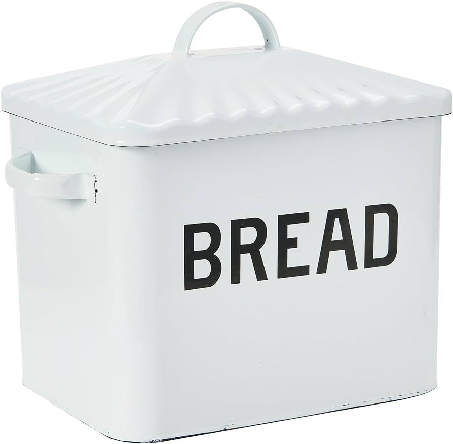 Creative Co-Op Distressed White BREAD Box with Lid | Amazon (US)