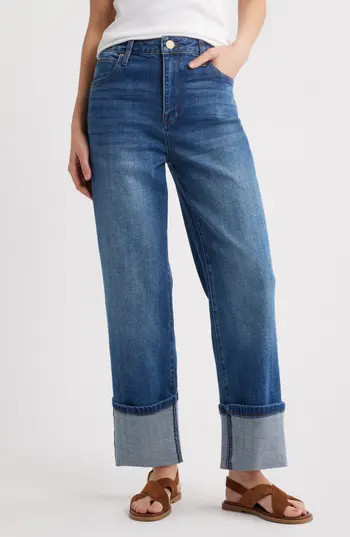 KUT from the Kloth Sienna Cuffed High Waist Wide Leg Jeans in Alert at Nordstrom Rack, Size 0 | Nordstrom Rack