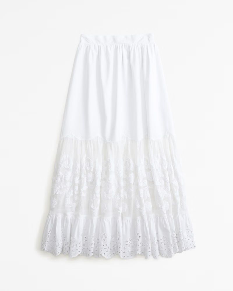Women's Elevated Embroidered Maxi Skirt | Women's Bottoms | Abercrombie.com | Abercrombie & Fitch (US)