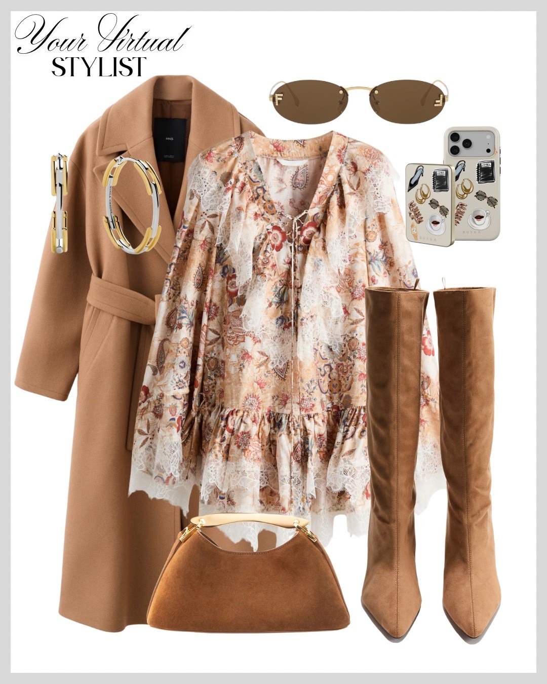 Chic look with a lace-trimmed dress✨🤎