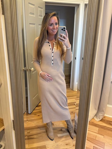 Sweater dress runs small (and tight in chest) - went up two sizes to L

#LTKworkwear #LTKfindsunder50 #LTKbump