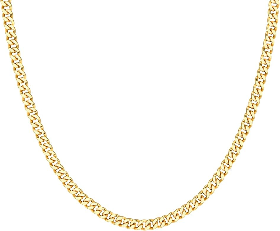 PAVOI 14K Gold Plated Curb Paperclip Box Sphere Bead Snake Herringbone and Figaro Chain Adjustabl... | Amazon (US)