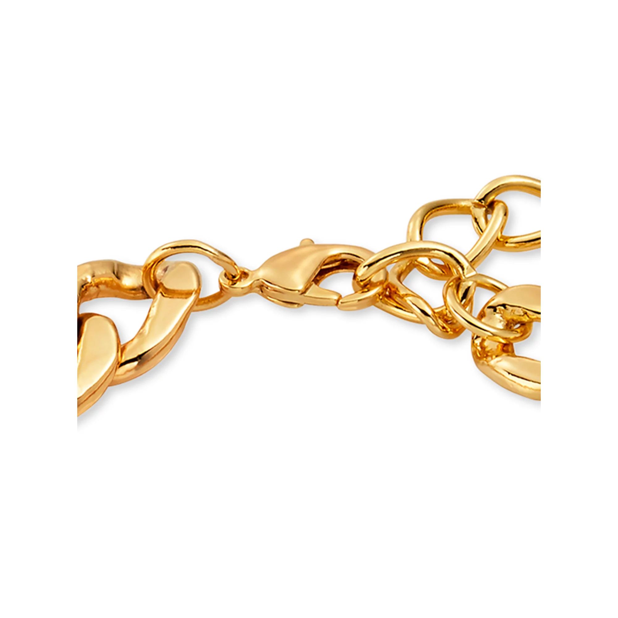 Scoop Womens Brass Yellow Gold-Plated Curb Chain Bracelet, 7.75 + 2" Extender | Walmart (US)