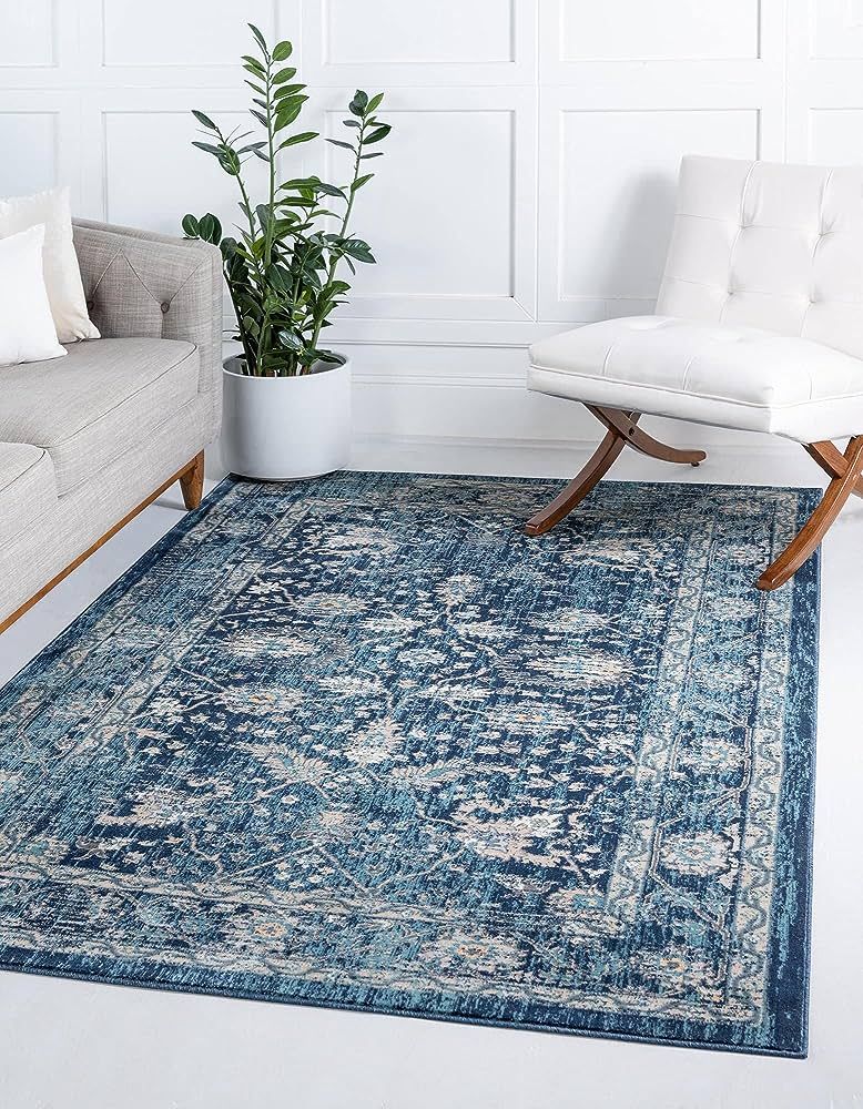 Unique Loom Oslo Collection Area Rug - Osterbro (10' x 13' 1" Rectangle, Navy Blue/ Beige) | Amazon (US)