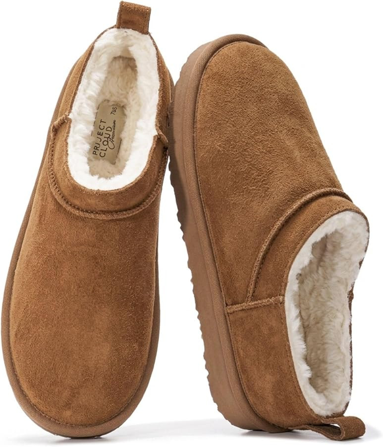 Project Cloud 100% Genuine Leather Micro Boots for Women Shearling Slippers | Amazon (US)