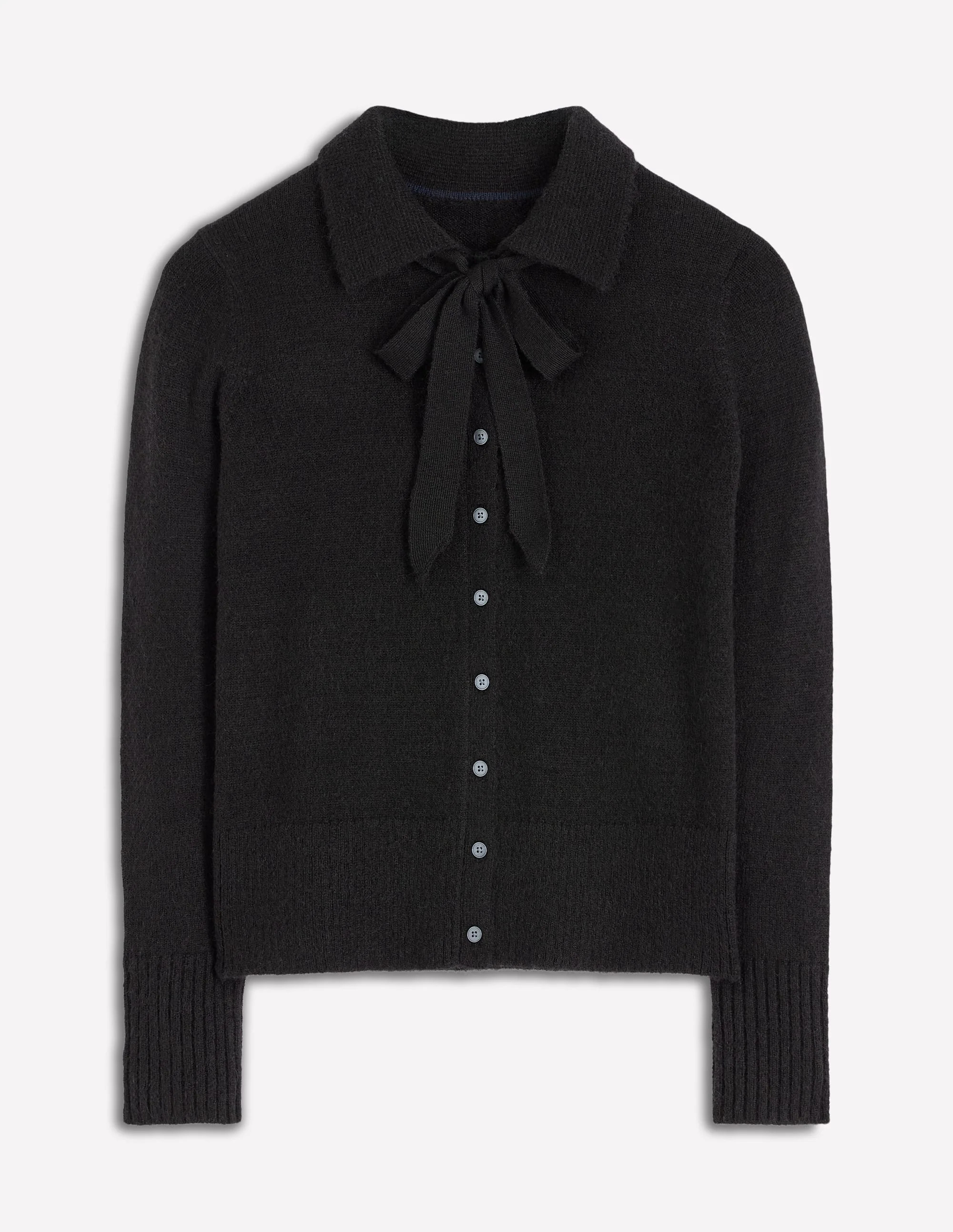 Collared Tie Front Cardigan-Black | Boden (US)
