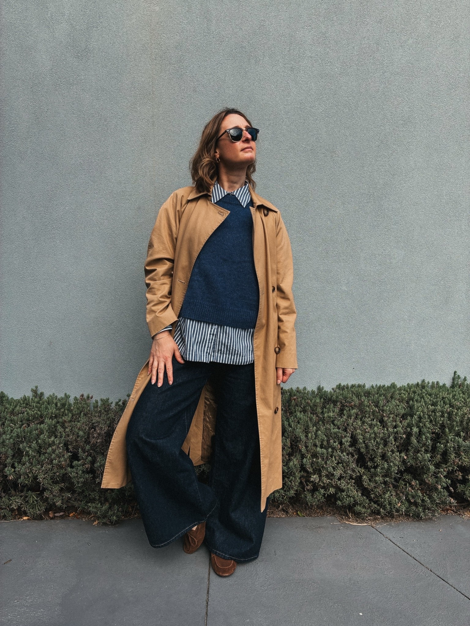 Trench - Assembly Label. Wearing xs/s
Sweater vest - Sezane. Sized up 38
Shirt - Jac & Mooki. Wearing usual small 
Shoes - Assembly Label. Sized up one size.

#LTKuk #LTKstyletip #LTKshoes