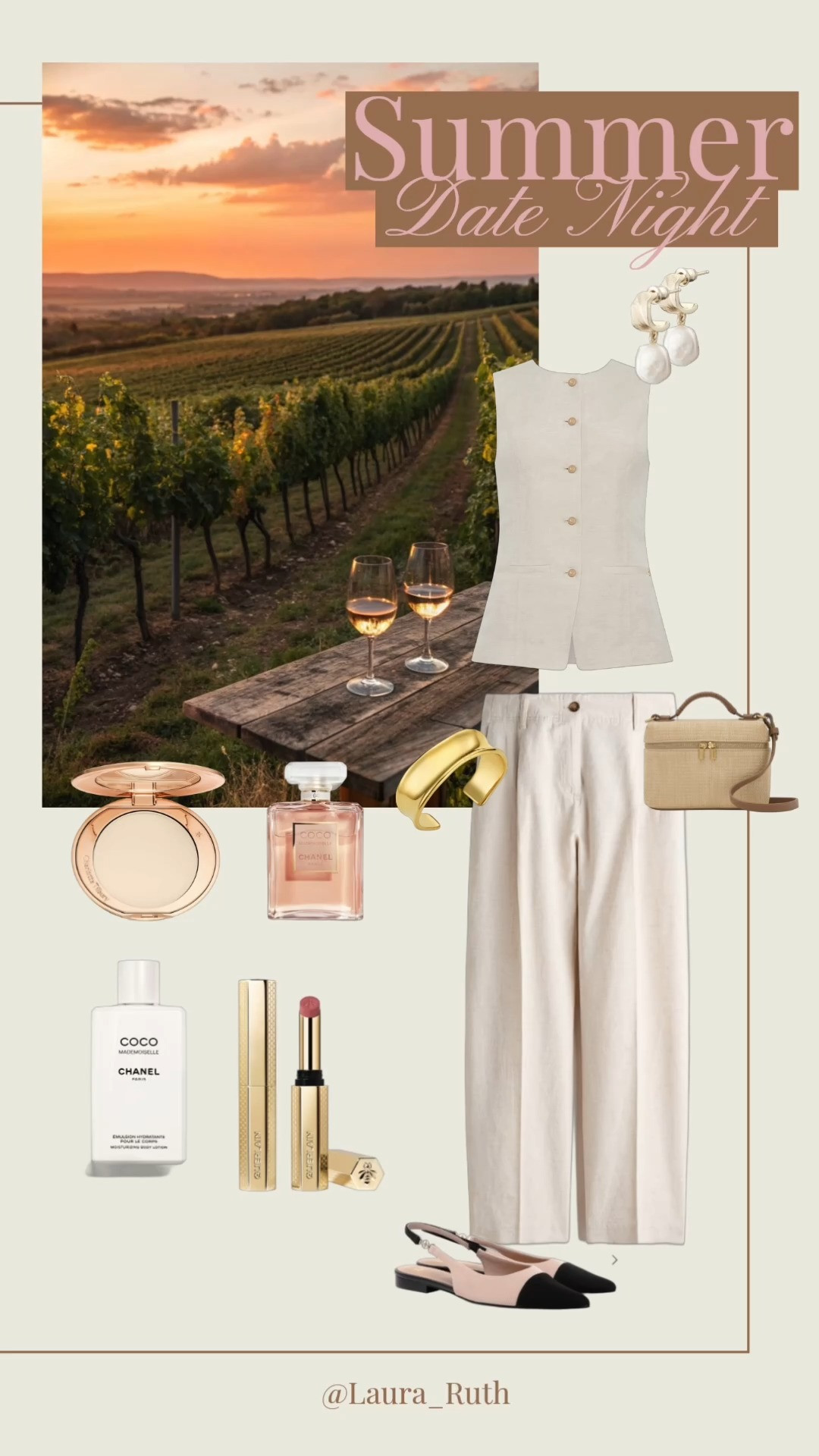 Whether you're heading to a winery, enjoying dinner al fresco, or watching the sunset with a glass of wine, comfortable linen trousers are the perfect foundation for an effortlessly polished look. Pair them with a tailored linen top, classic accessories, and soft beauty favourites for an outfit you'll reach for all season long. date night outfits  

 #LTKuk #LTKsummer #LTKdatenight