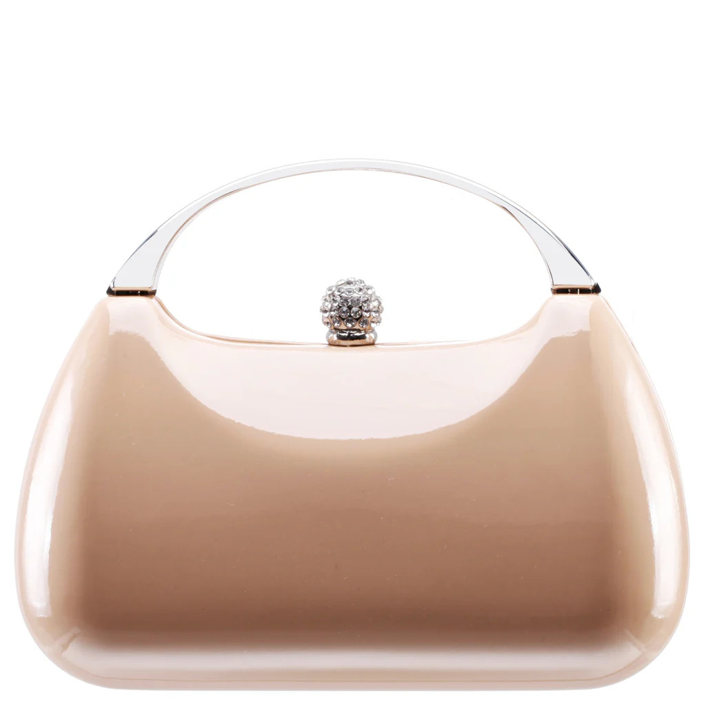 BRANDO-LATTE PATENT/GLASS CRYSTAL MINAUDIERE | Nina Shoes