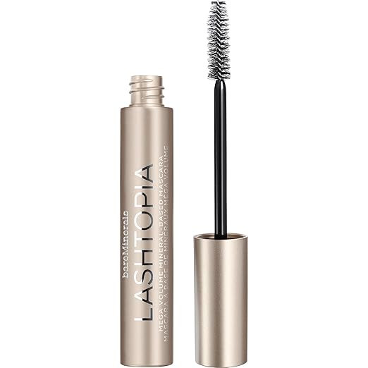 bareMinerals Lashtopia Mega Volume Mineral-Based Black Mascara, 10X More Volume, Whipped Mousse-L... | Amazon (US)