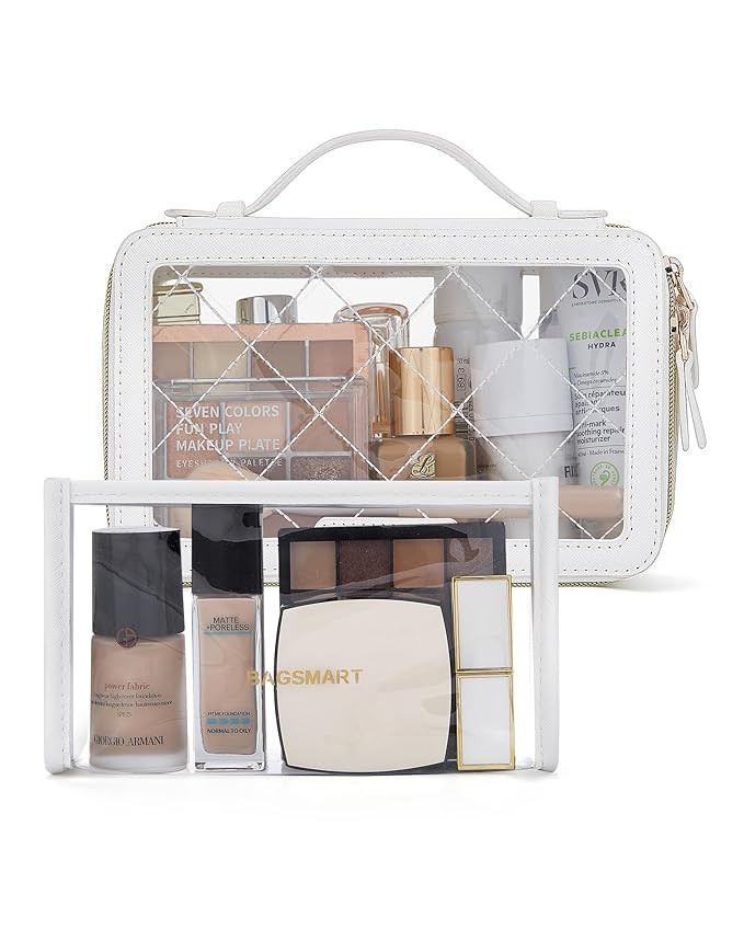 BAGSMART Clear Makeup Bag Set, TSA Approved Toiletry Bag, Clear Travel Bags for toiletries, Cosme... | Amazon (US)