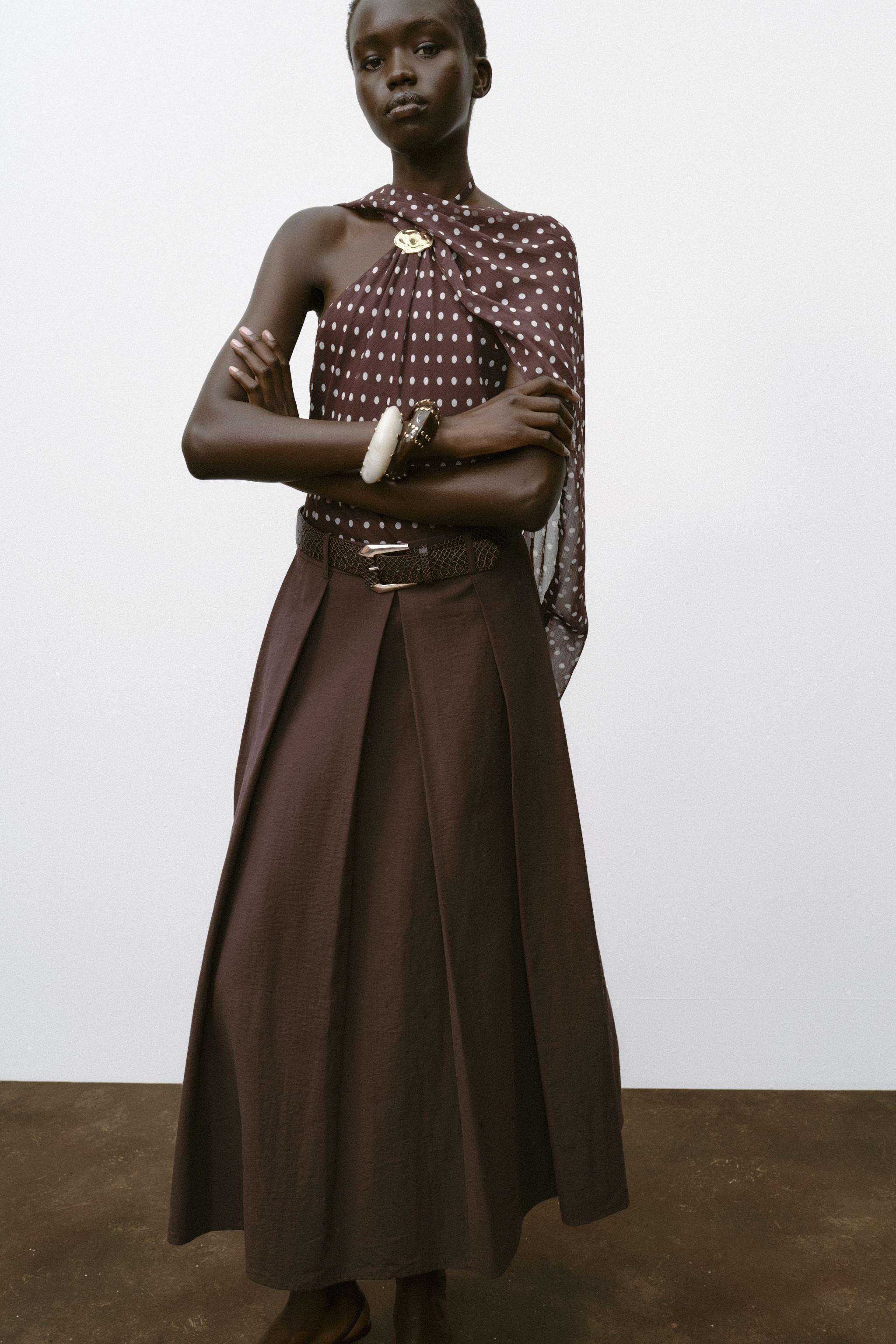 BELTED MIDI A-LINE SKIRT | Zara US