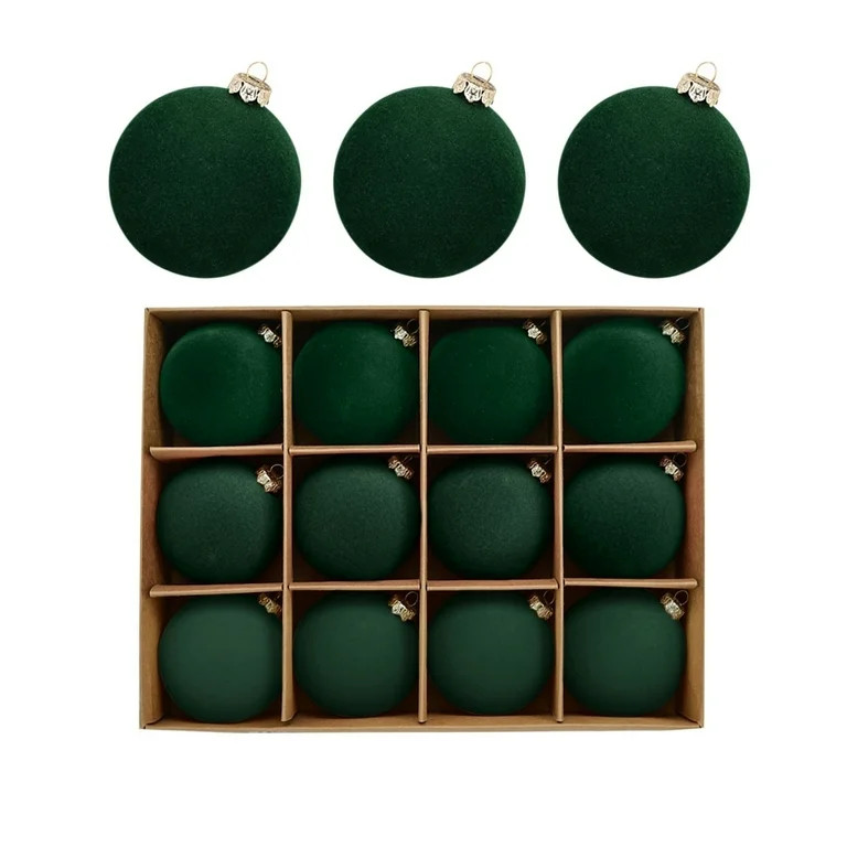 Avdolw 12 Pcs Velvet Christmas Balls Flocked Christmas Tree Ball Ornaments 2.4 Inch Plastic Xmas ... | Walmart (US)
