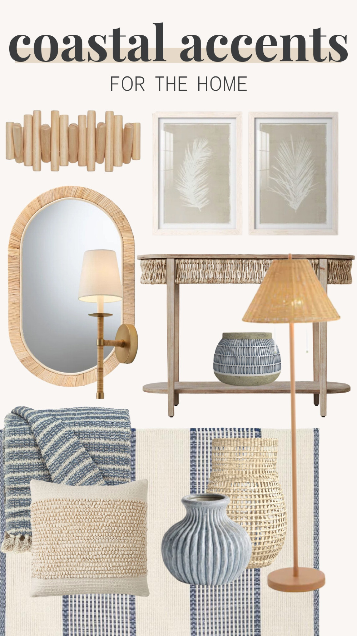 Coastal home accents, coastal wall decor, coastal coat hanger, coastal mirror, coastal sconces, coastal throw, coastal blanket, pillow, lamp, floor lamp, vase, modern, neutral, console table, neutral coastal, affordable home, styled home 

#LTKtravel #LTKhome #LTKstyletip