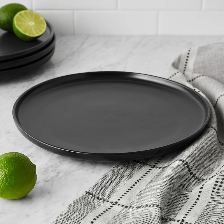 (4 pack) Mainstays Alessandra Matte Black Stoneware Dinner Plate - Walmart.com | Walmart (US)