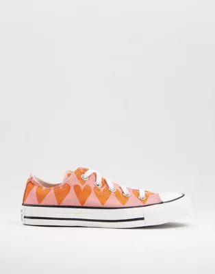 Converse Chuck taylor low trainers in pink heart print | ASOS (Global)
