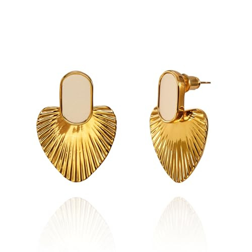CelebWonde gold heart earrings for women，24K gold-plated statement dangle earrings，fashion vintage gold Pale yellow earrings. | Amazon (US)