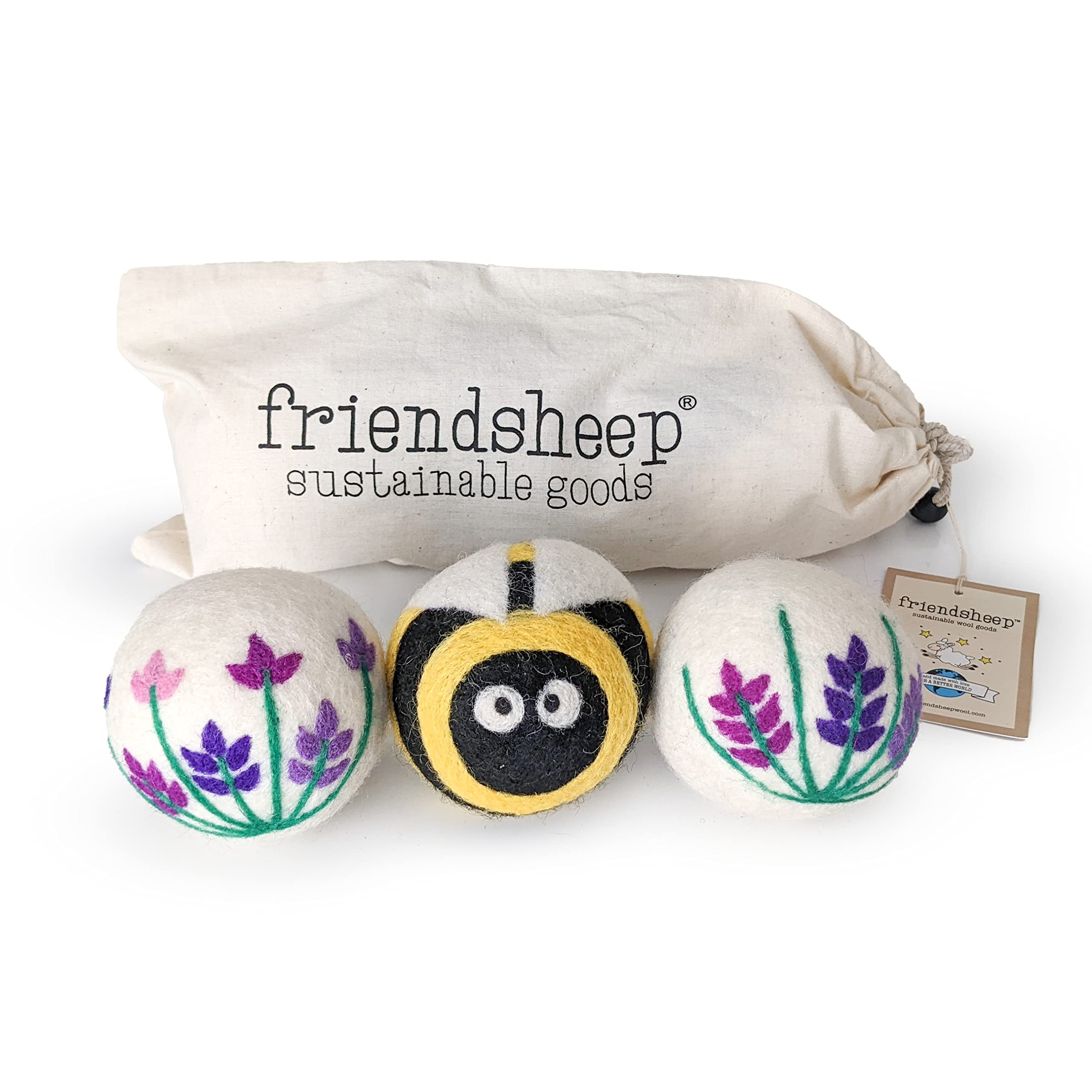 Wool Dryer Balls by Friendsheep 3 Pack XL Organic Premium Reusable Cruelty Free Handmade Fair Tra... | Amazon (US)