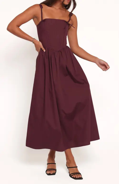 Petal & Pup Zenobia Corset Midi Dress in Cherry at Nordstrom, Size 12 | Nordstrom