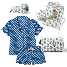 Large Block Print Quilted Cosmetic Pouch | Mark and Graham