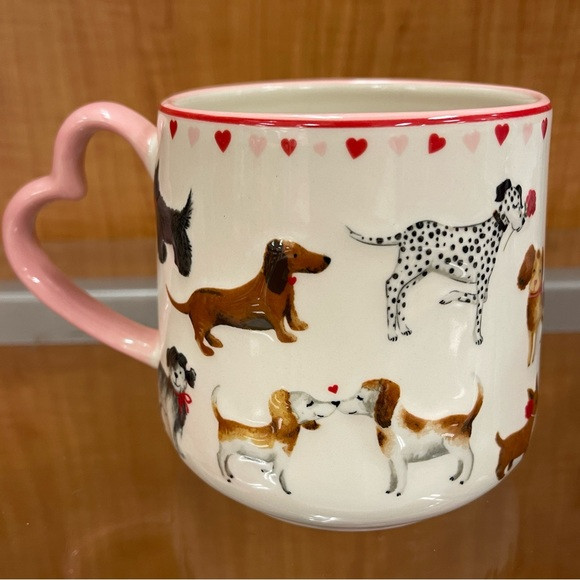 Valentine Dogs Ceramic Pink Heart Handle Coffee Mug Cup NEW | Poshmark