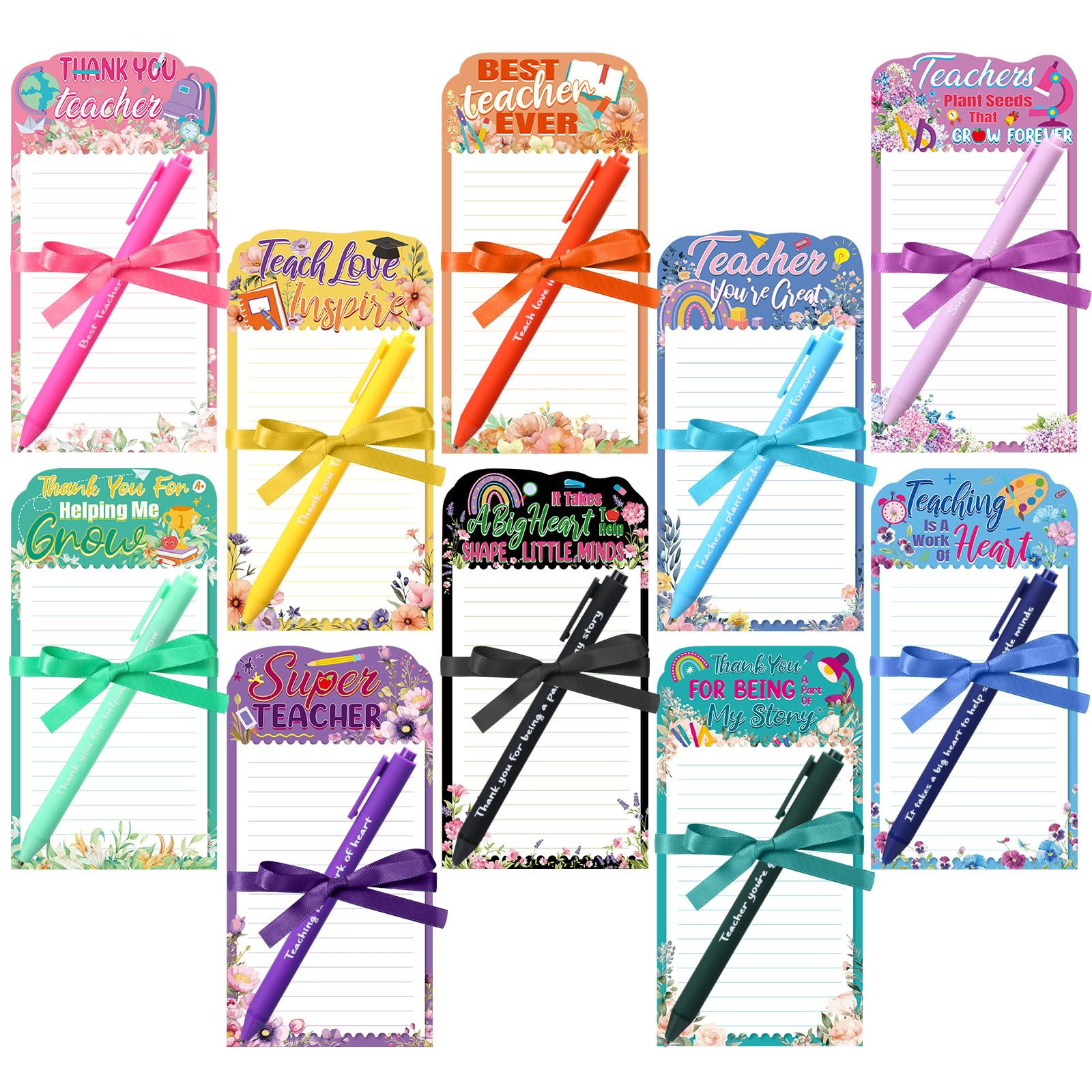 30 Pcs Teacher Appreciation Gifts Teacher Notepads with Pen Floral Teacher Sticky Notes Teacher M... | Amazon (US)