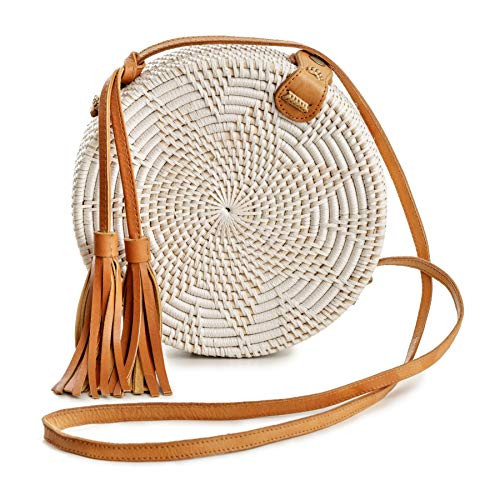 Rattan Bags for Women - Handmade Wicker Woven Purse Handbag Circle Boho Bag Bali … | Amazon (US)