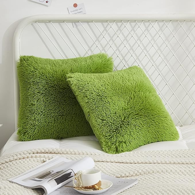 Uhamho Set of 2 Faux Fur Throw Pillow Covers Soft Velvet Decorative Pillowcases Zipper Closure (A... | Amazon (US)