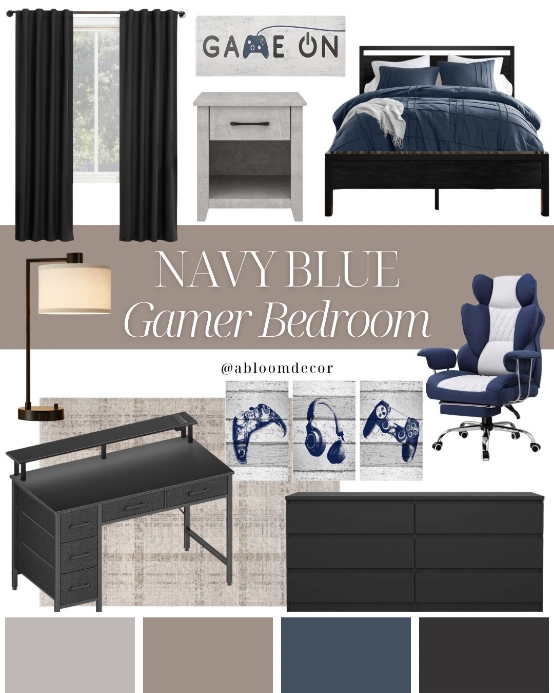 Navy Blue Gamer Teenage Boy Bedroom Mood Board

#LTKHome #LTKmomlife #LTKMens